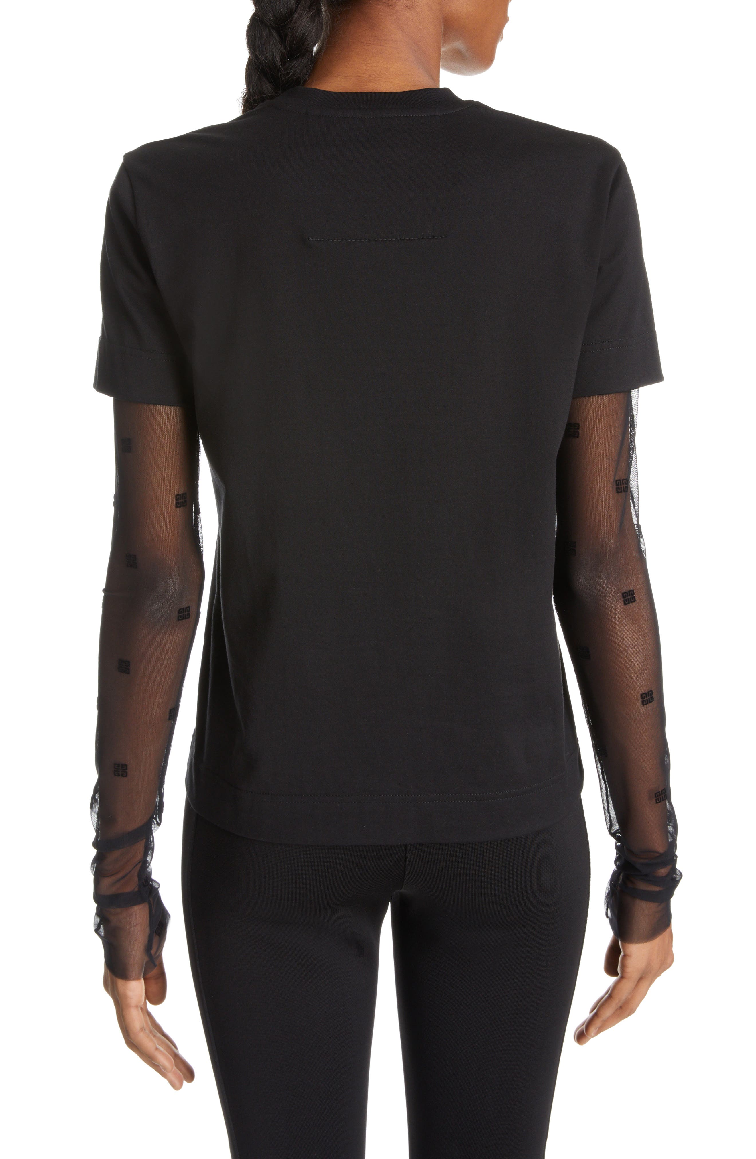 4G Tulle Sleeve Cotton T-Shirt - image 2