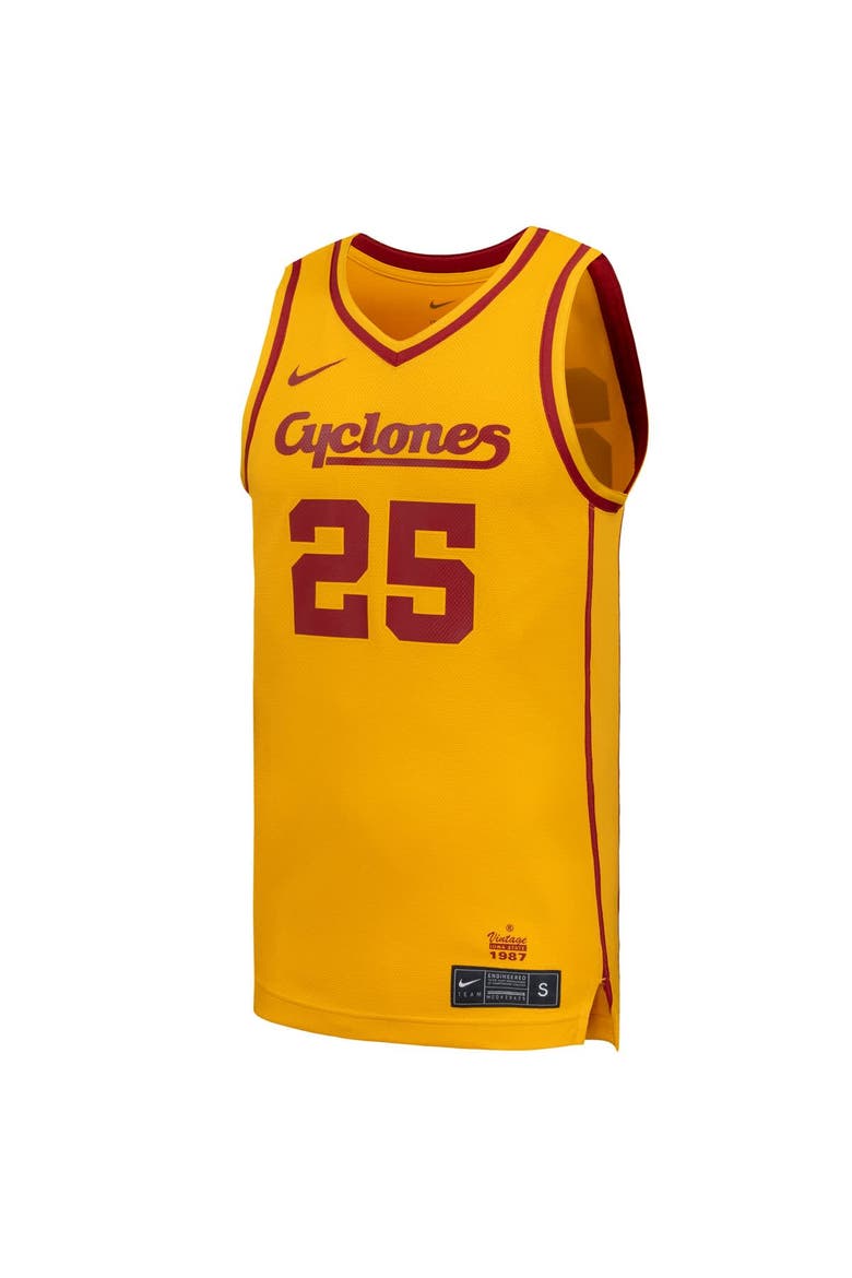 Men's Nike #25 Gold Iowa State Cyclones Replica Basketball Jersey, Alternate, color, Gold