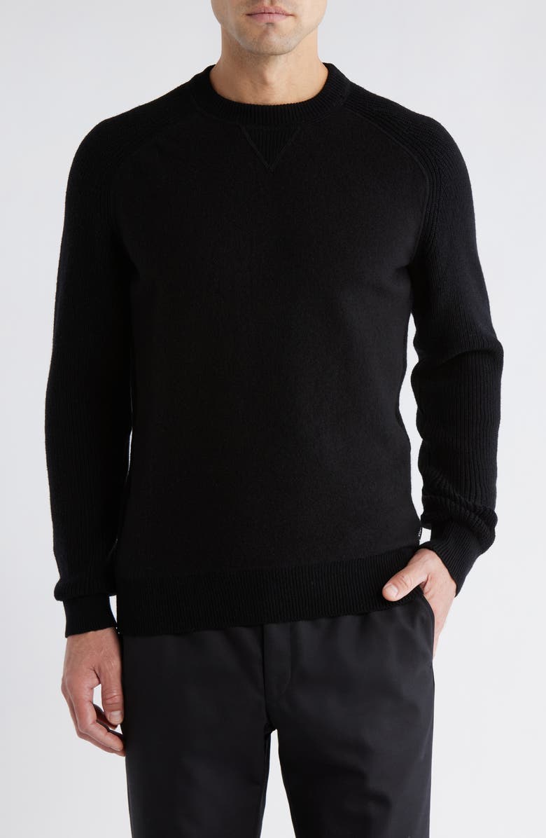 BOSS Hero Wool Crewneck Sweater, Main, color, Black