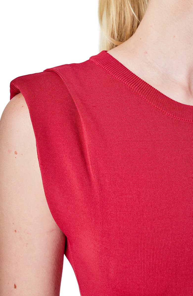 Endless Rose Pleated Shoulder Midi Sweater Dress, Alternate, color, Merlot