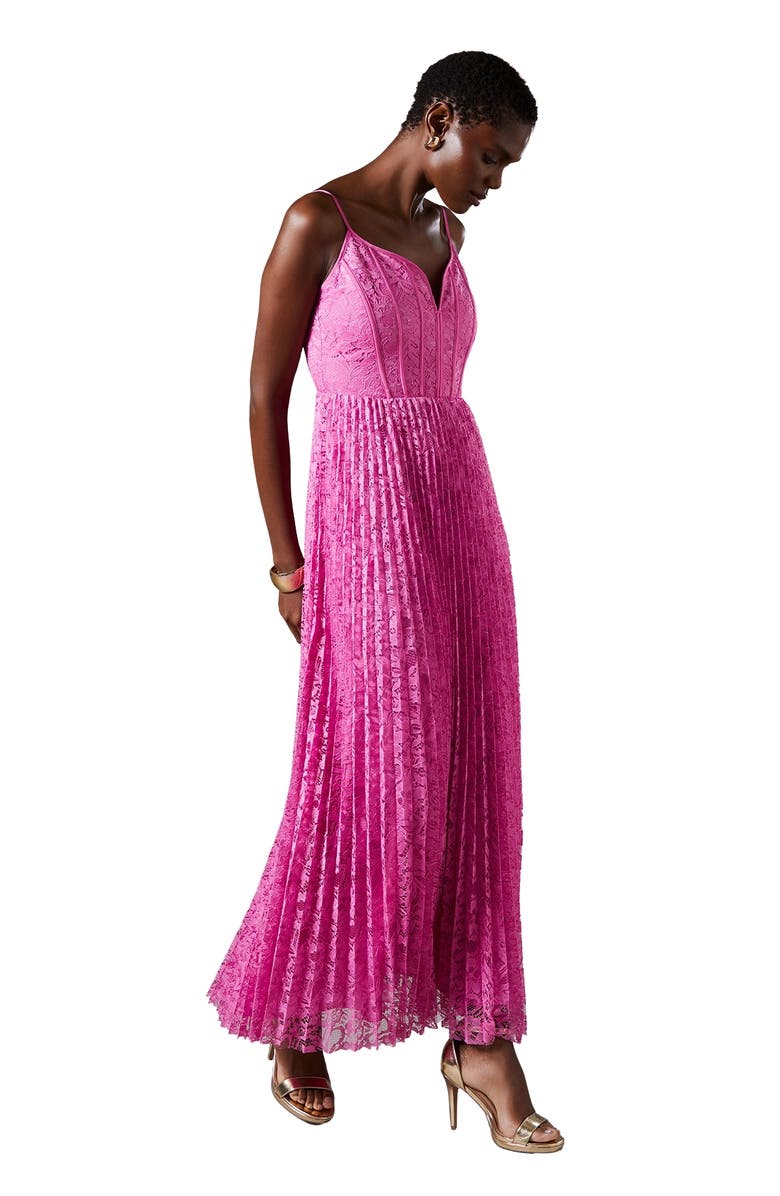 Coast Lace Pleated Maxi Dress, Main, color, Pink