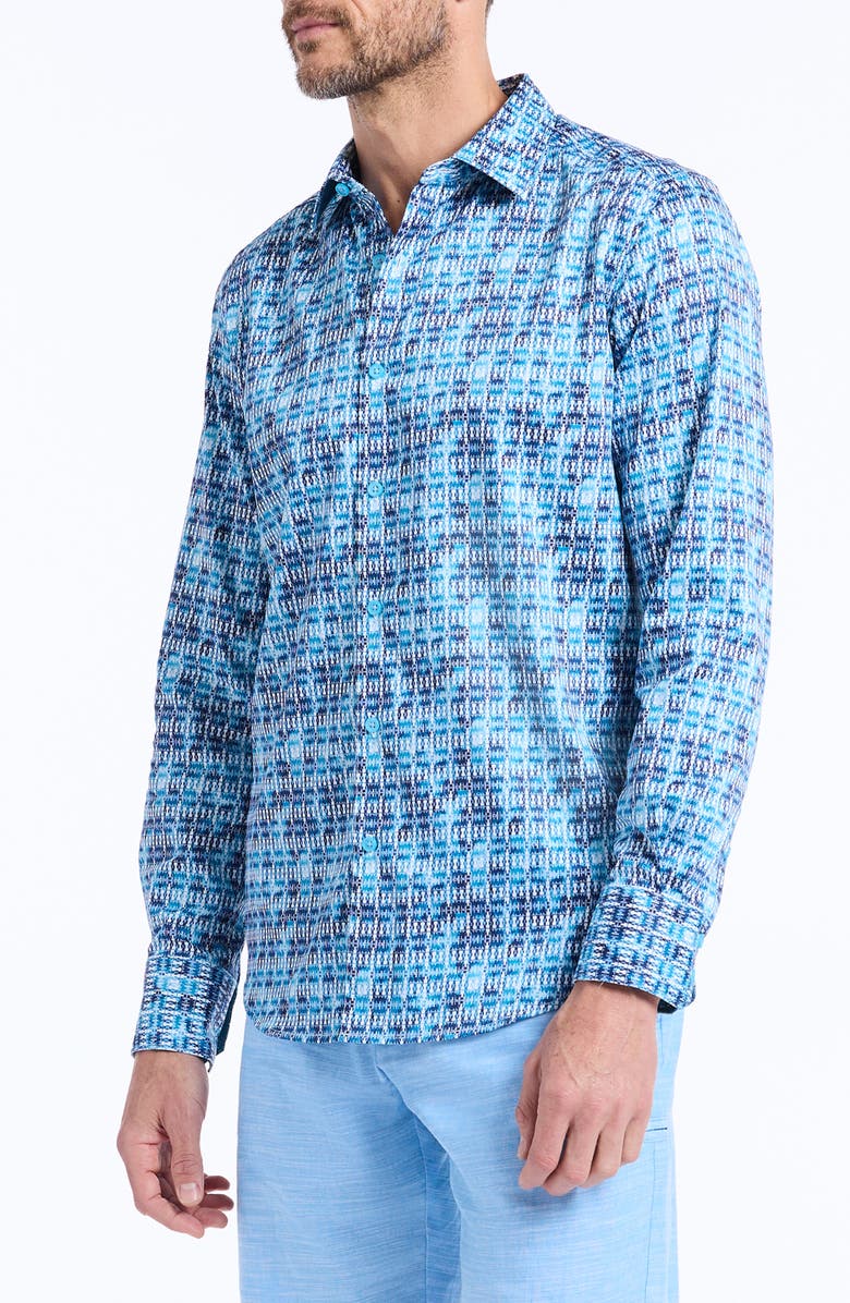 Robert Graham Westmoreland Cotton Button-Up Shirt, Alternate, color, Blue