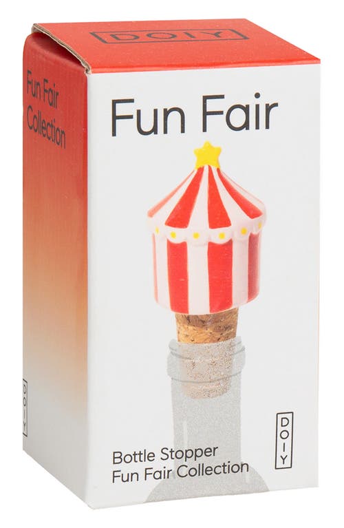 Doiy Funfair Ceramic & Cork Bottle Stopper In Red
