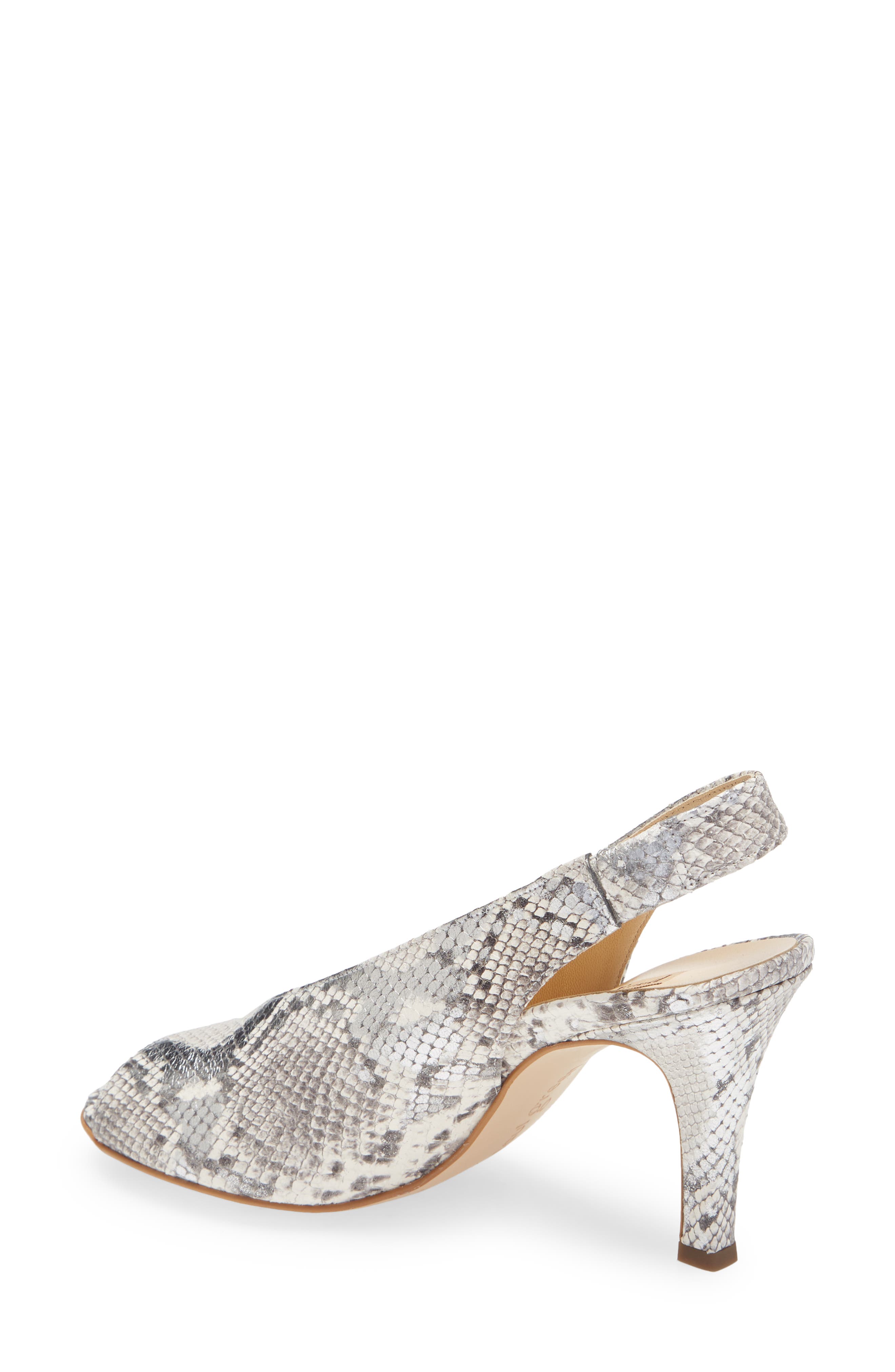 Avanti Peep Toe Slingback Sandal, Alternate, color, SILVER PEBBLE SNAKE PRINT