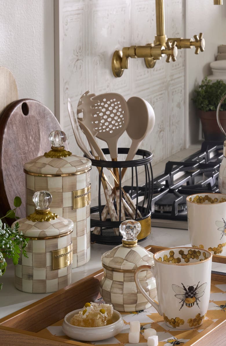 MACKENZIE CHILDS Mocha Check Utensil Caddy Set, Alternate, color, Mocha