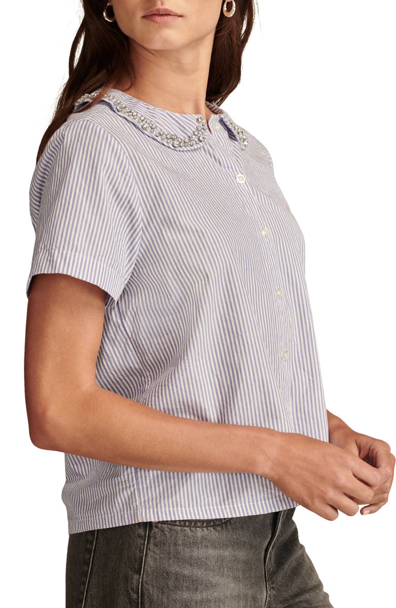 Lucky Brand Embellished Stripe Shirt, Alternate, color, Blue Stripe