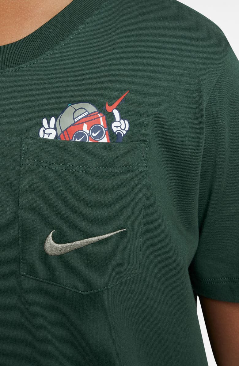 Nike Kids' Boxy Pocket Graphic T-Shirt, Alternate, color, Fir