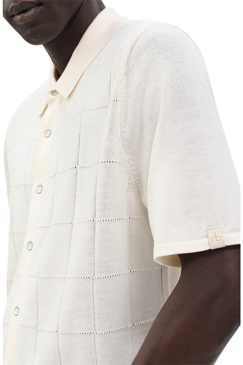 Dalton Wool Blend Short Sleeve Knit Button-Up Shirt, Alternate, color, IVORY