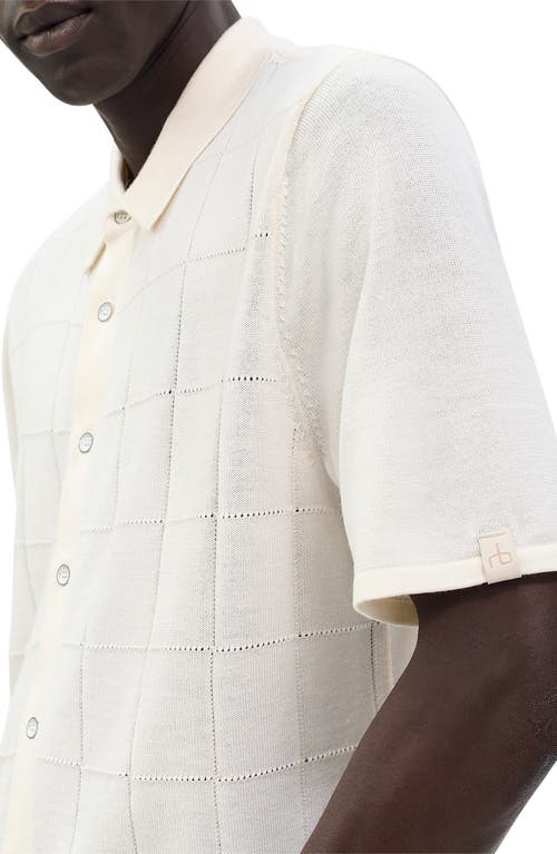 Rag & Bone Dalton Wool Blend Short Sleeve Knit Button-up Shirt In White