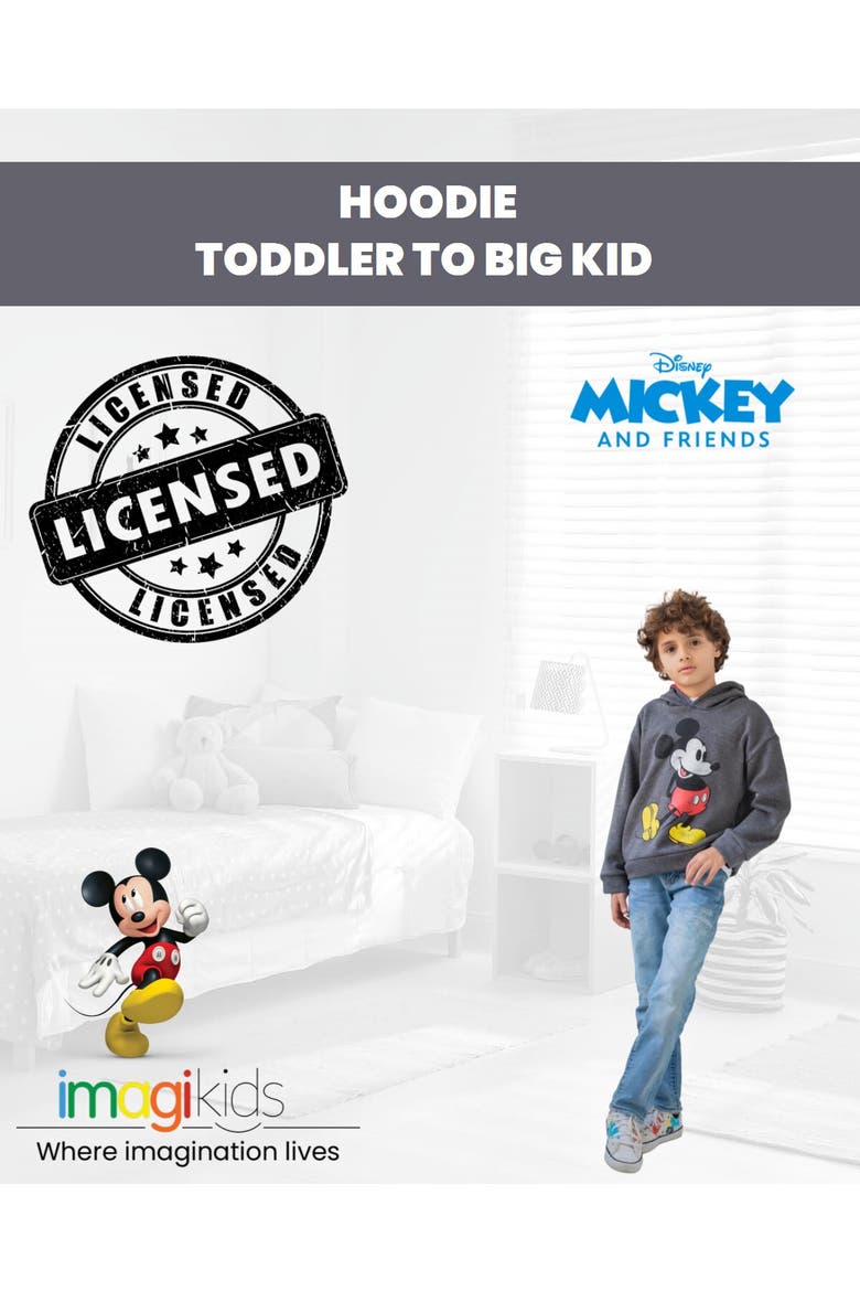 Mickey Mouse Fleece Pullover Hoodie, Alternate, color, Charcoal Mickey