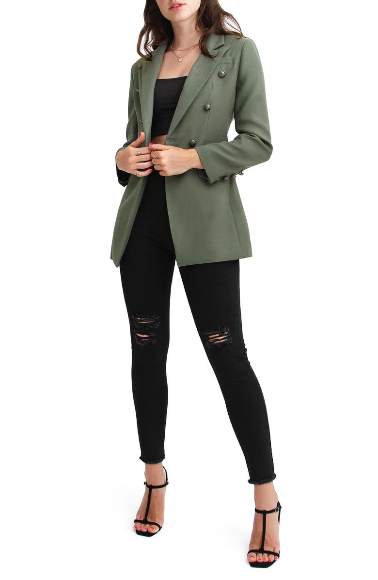 Belle & Bloom Princess Polly Textured Double-Breasted Blazer, Alternate, color,