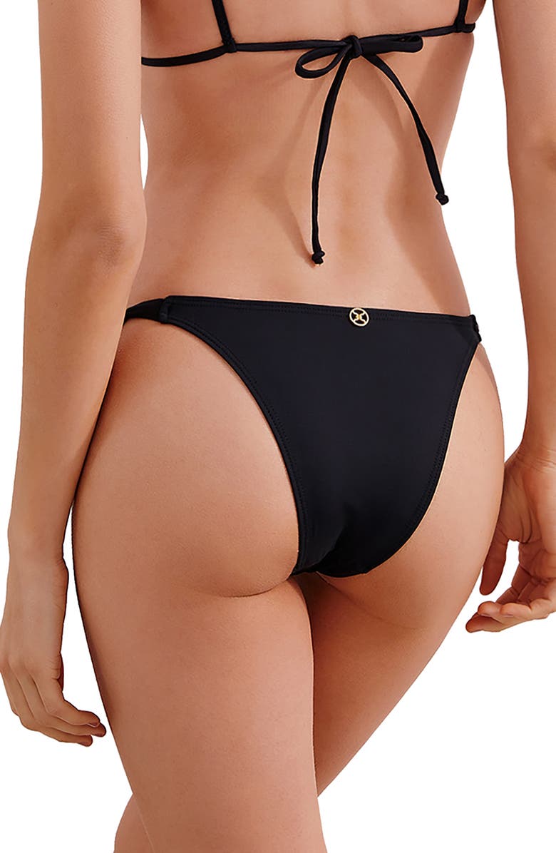 ViX Paula Hermanny Athena Solid Beaded Knot Bikini Bottoms, Alternate, color, 