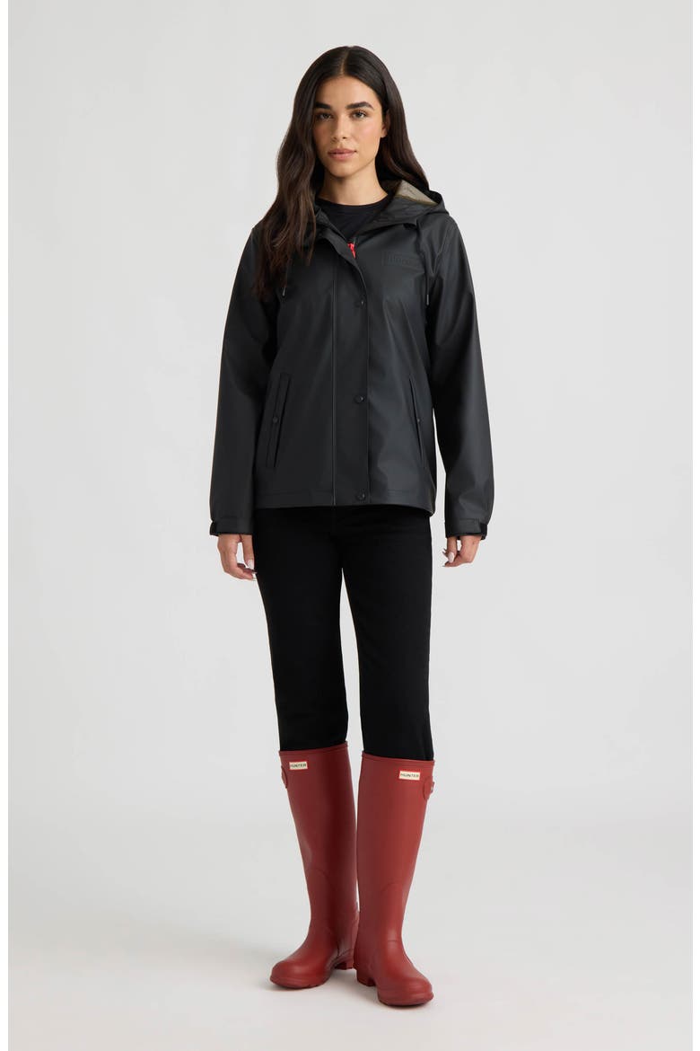 Dina Cropped Rubberized Rain Jacket, Alternate, color, BLACK