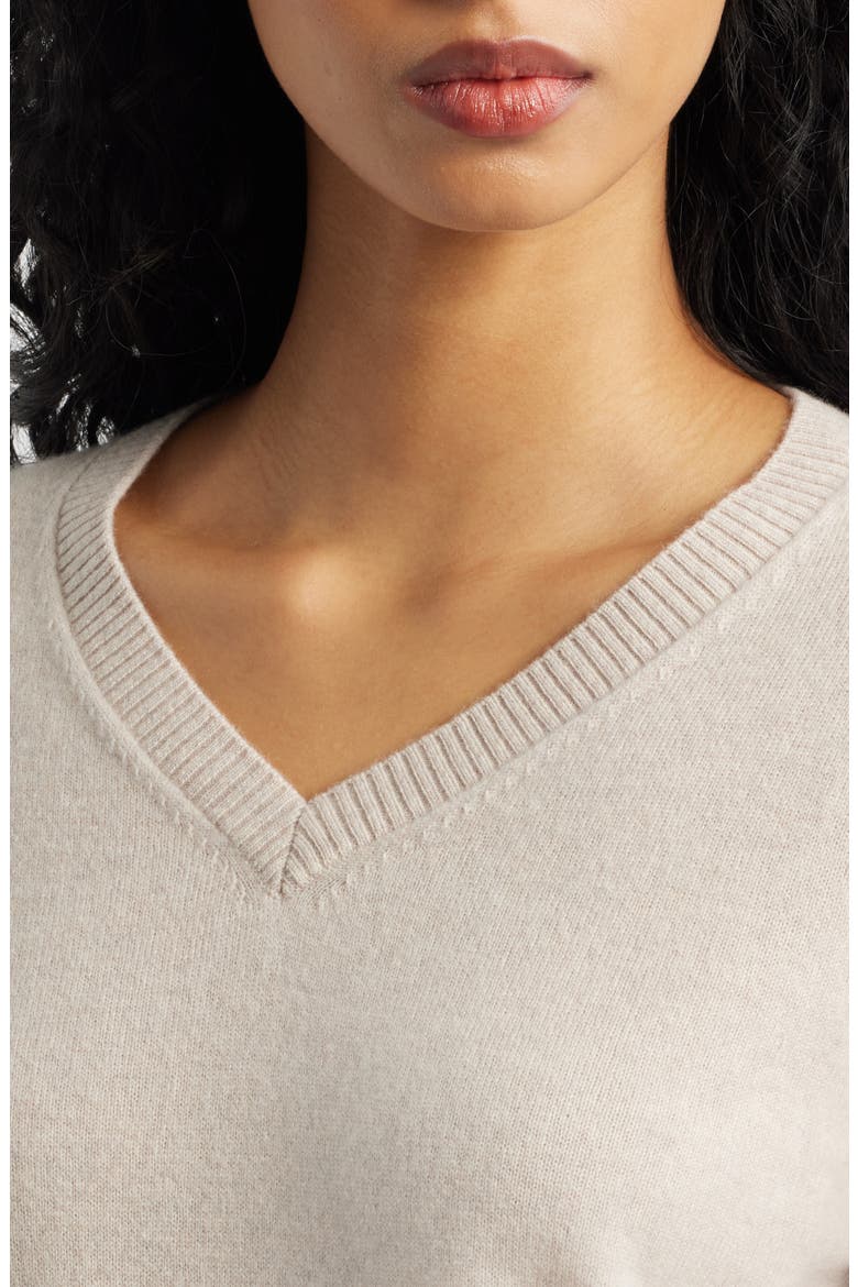 Tove V-Neck Wool & Cashmere Sweater, Alternate, color, STONE