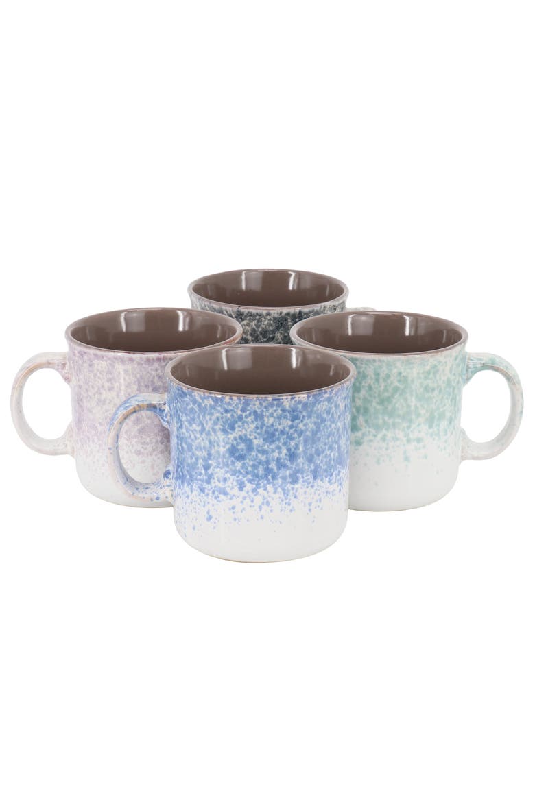 4 Piece 19 Ounce Stoneware Straight Shape Mug Set, Main, color, White