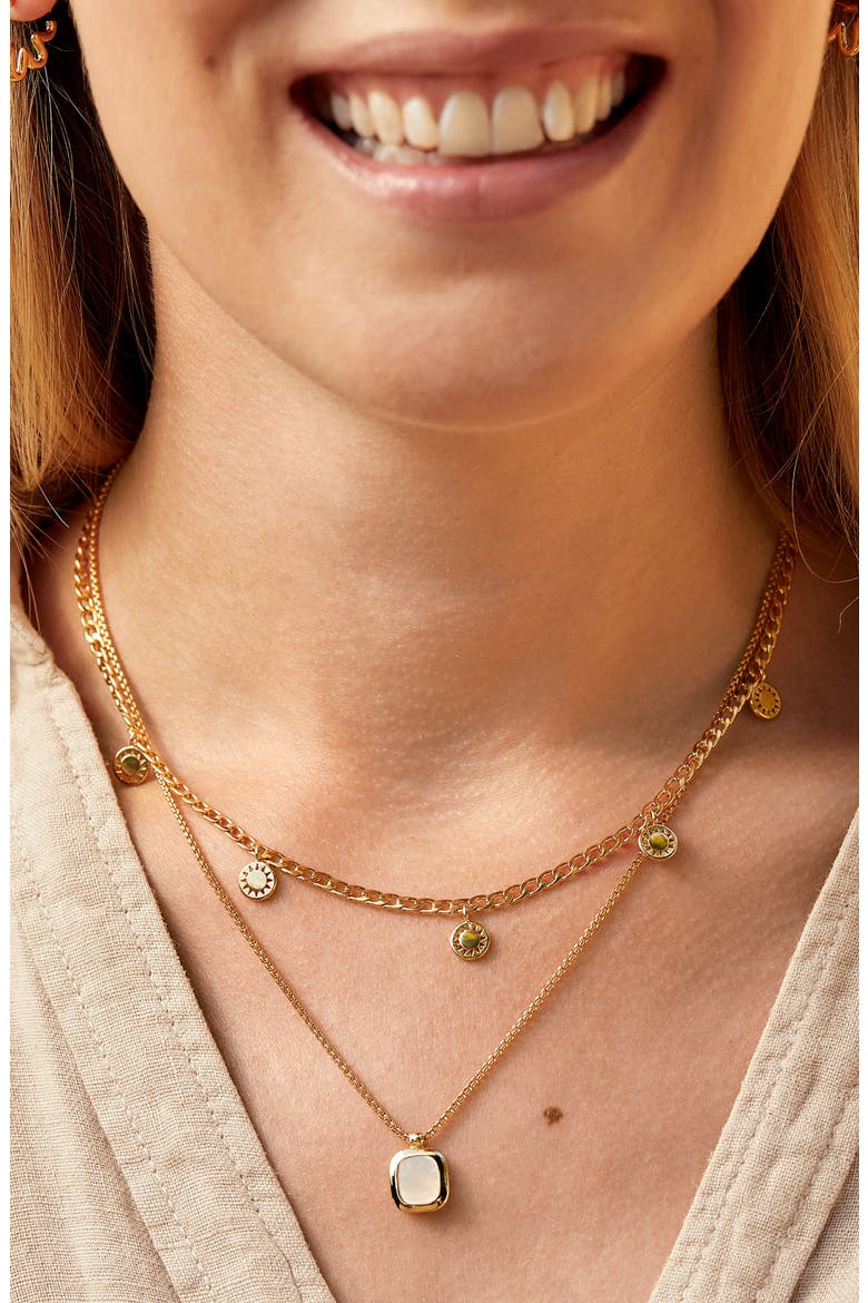 Mother-of-Pearl Tablet Pendant Necklace, Alternate, color, GOLD