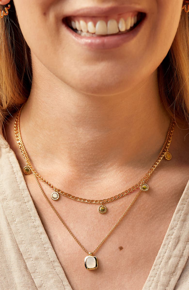 Estella Bartlett Mother-of-Pearl Tablet Pendant Necklace, Alternate, color, Gold