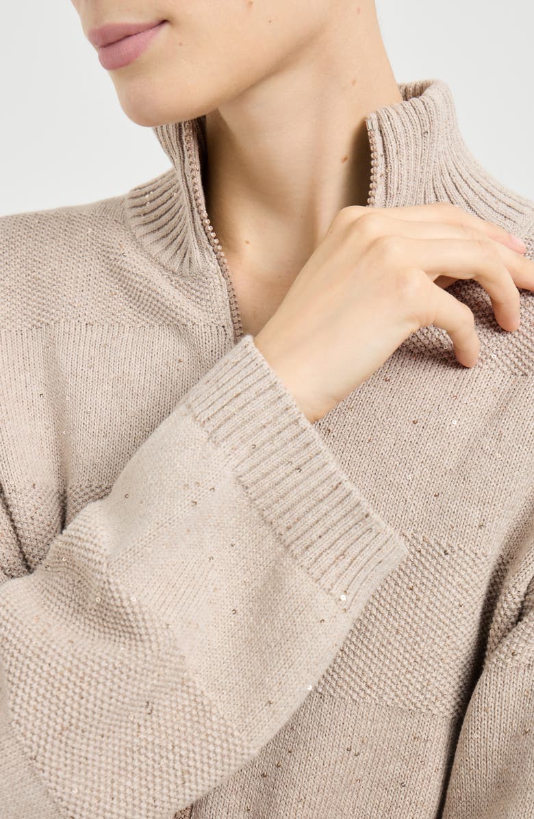 Brunello Cucinelli Cardigan with dazzling stripes, Alternate, color, Desert