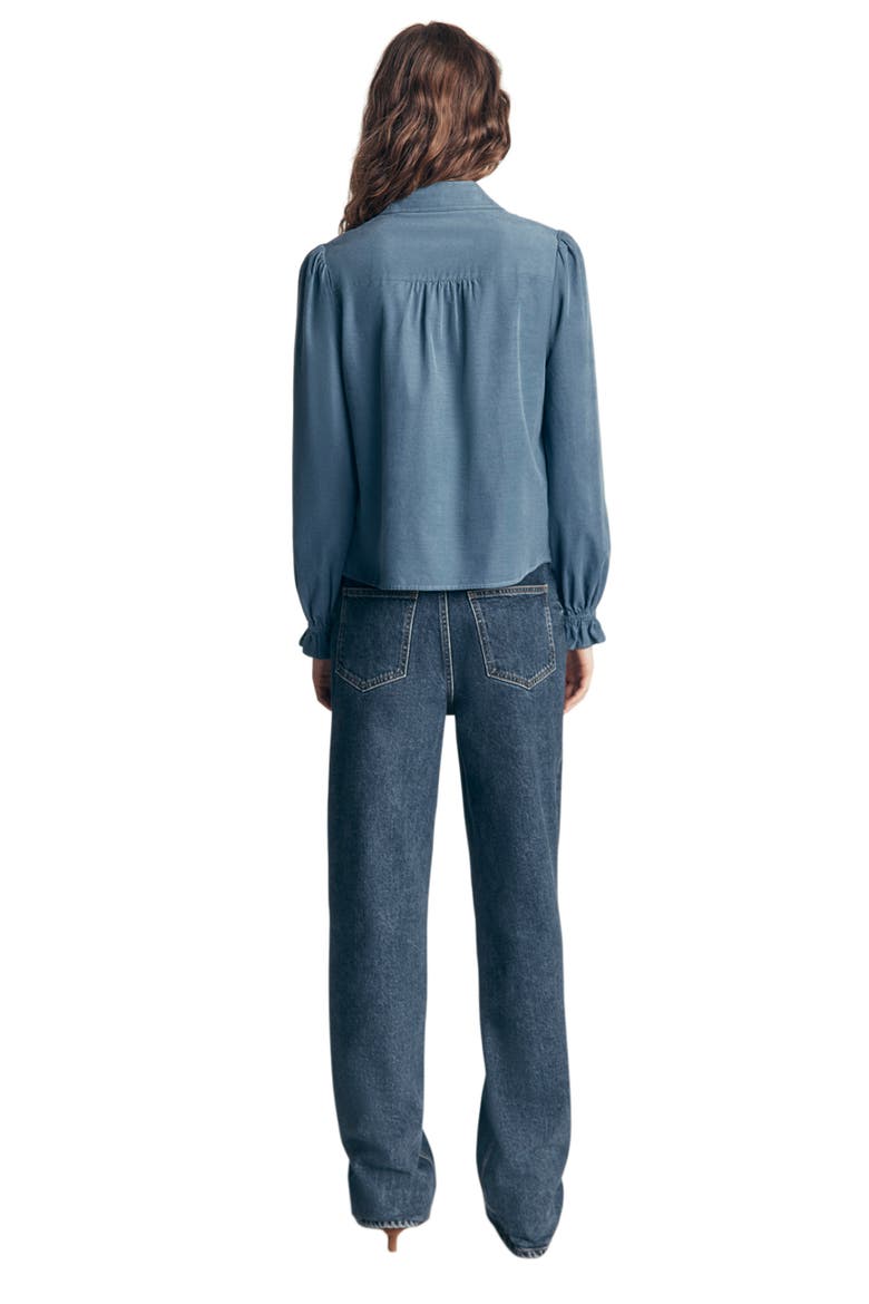 Violet Smocked Corduroy Shirt, Alternate, color, STORM BLUE