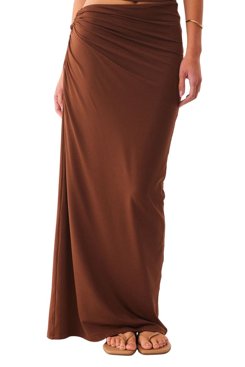 Amabel Asymmetric Waist Maxi Skirt, Main, color, MOCHA