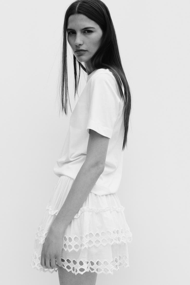 Tiered Eyelet Embroidery Skirt, Alternate, color, Cream