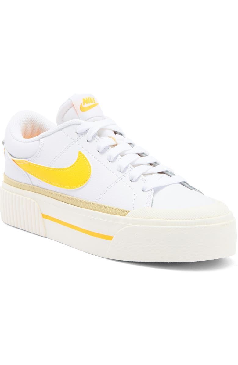 Nike Court Legacy Lift Platform Sneaker, Main, color, White/ Orange/ Gold