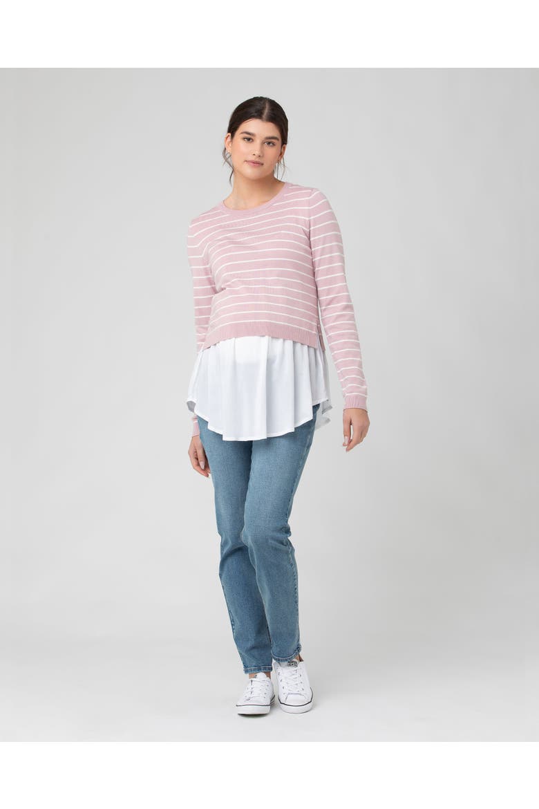 Sia Nursing Knit Dusty Pink / White, Alternate, color, Dusty Pink / White