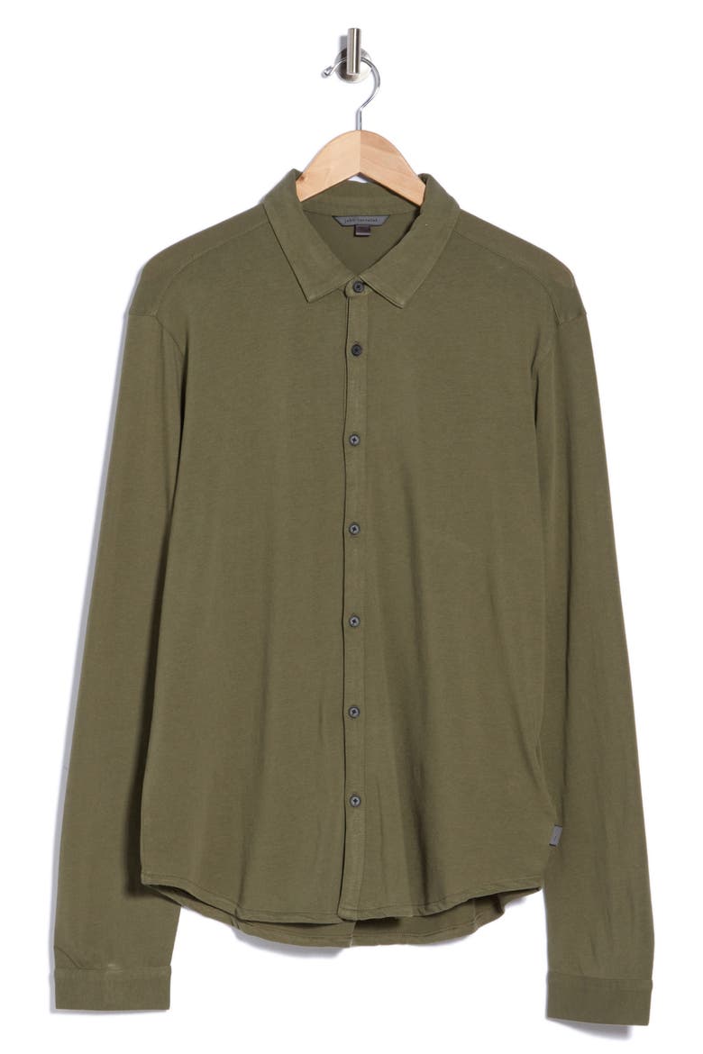 Clark Organic Cotton Button-Up Shirt, Alternate, color, OLIVE