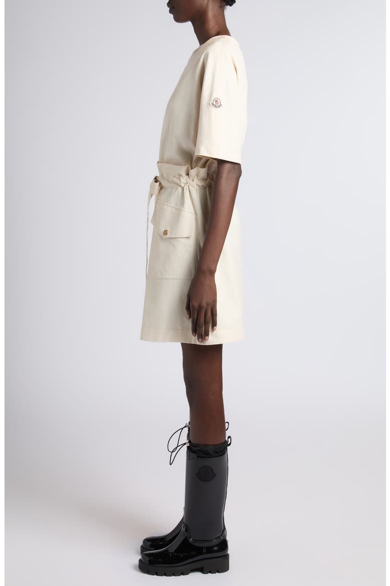Hybrid Knit & Woven Drawstring Minidress, Alternate, color, NEUTRAL