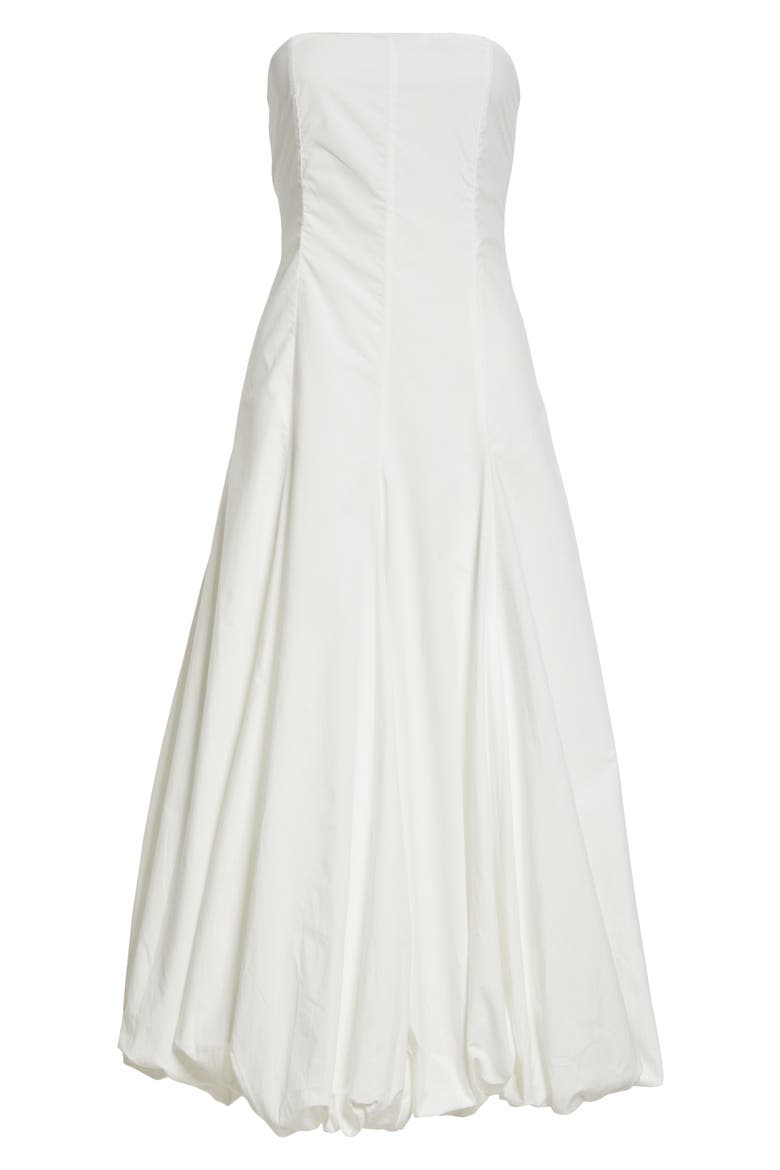 Globo Strapless Bubble Hem Midi Dress, Alternate, color, WHITE