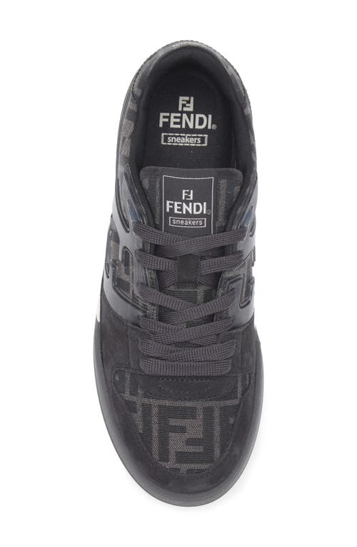Fendi Low-top Round Toe Rubber Sole Sneakers In Dark Grey