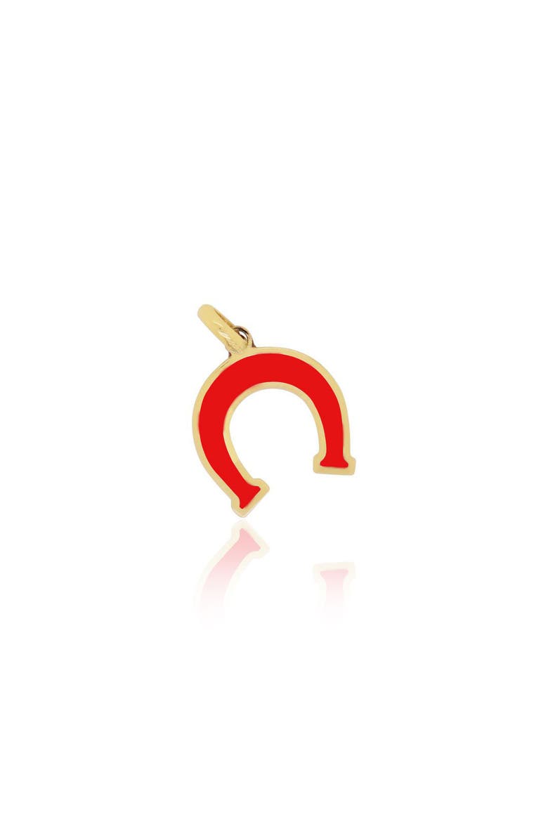 Coral Horseshoe Charm, Main, color, Coral