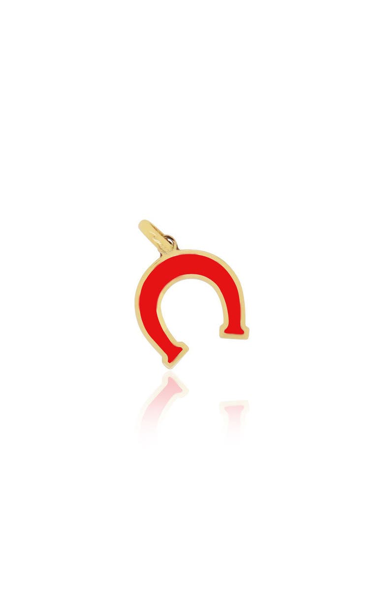 The Lovery Fine Jewelry Coral Horseshoe Charm, Main, color, Coral