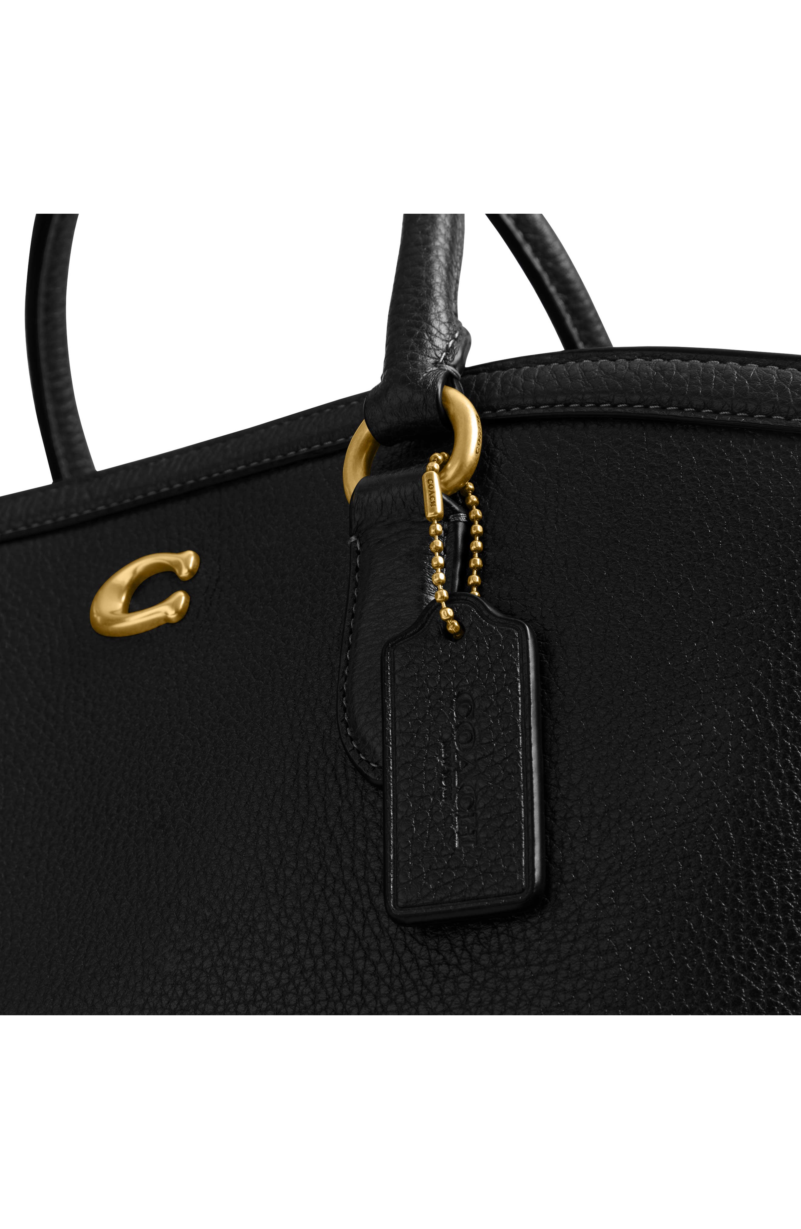 COACH Refined Pebble Leather Tote, Alternate, color, Black