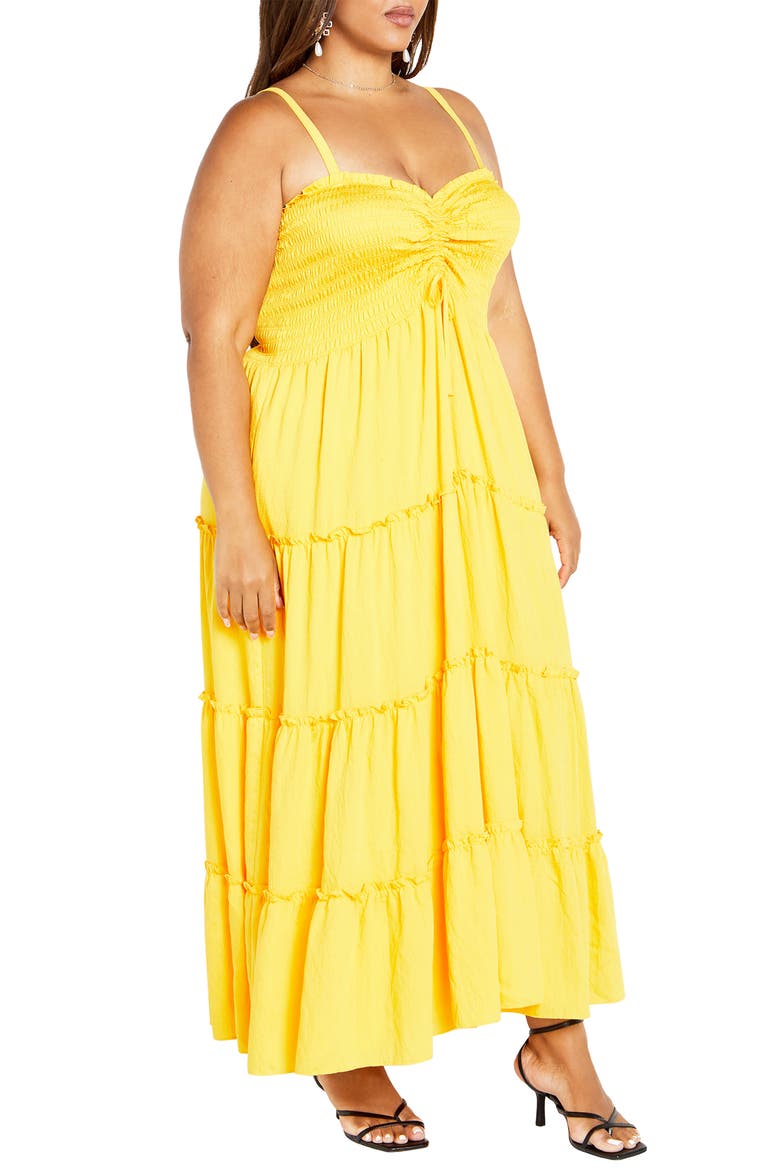 Alisa Smocked Sleeveless Maxi Dress, Alternate, color, SUNSHINE