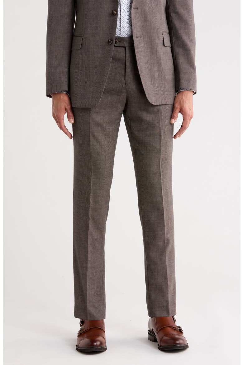 Slim Fit Flat Front Dress Pants, Main, color, BROWN