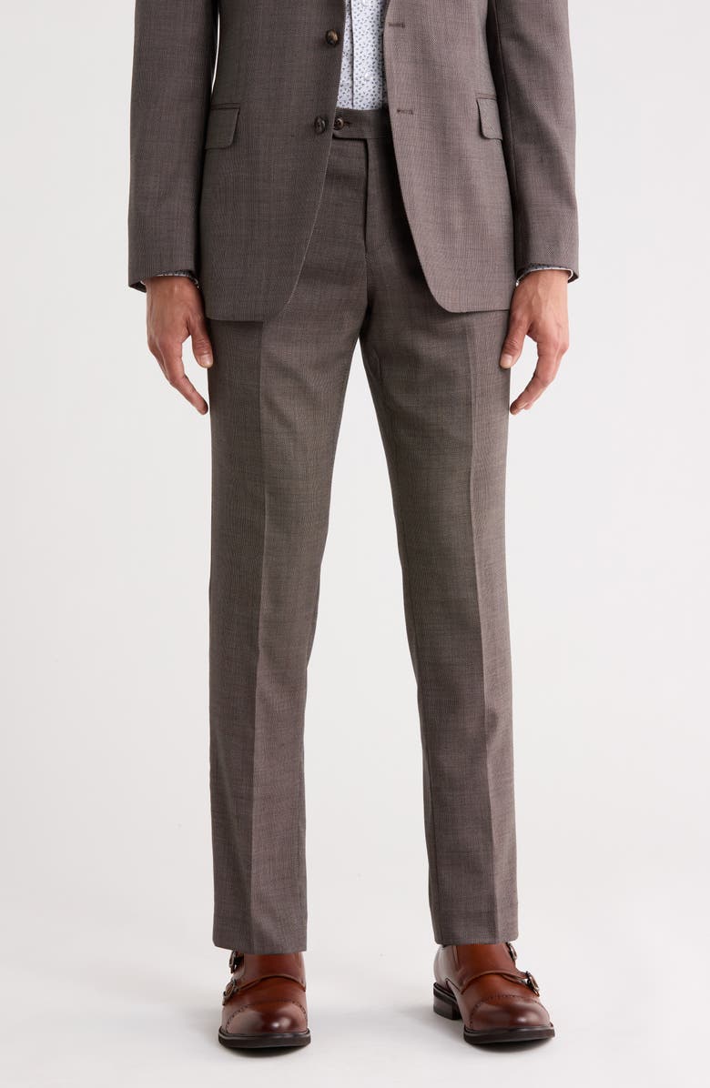 Original Penguin Slim Fit Flat Front Dress Pants, Main, color, Brown