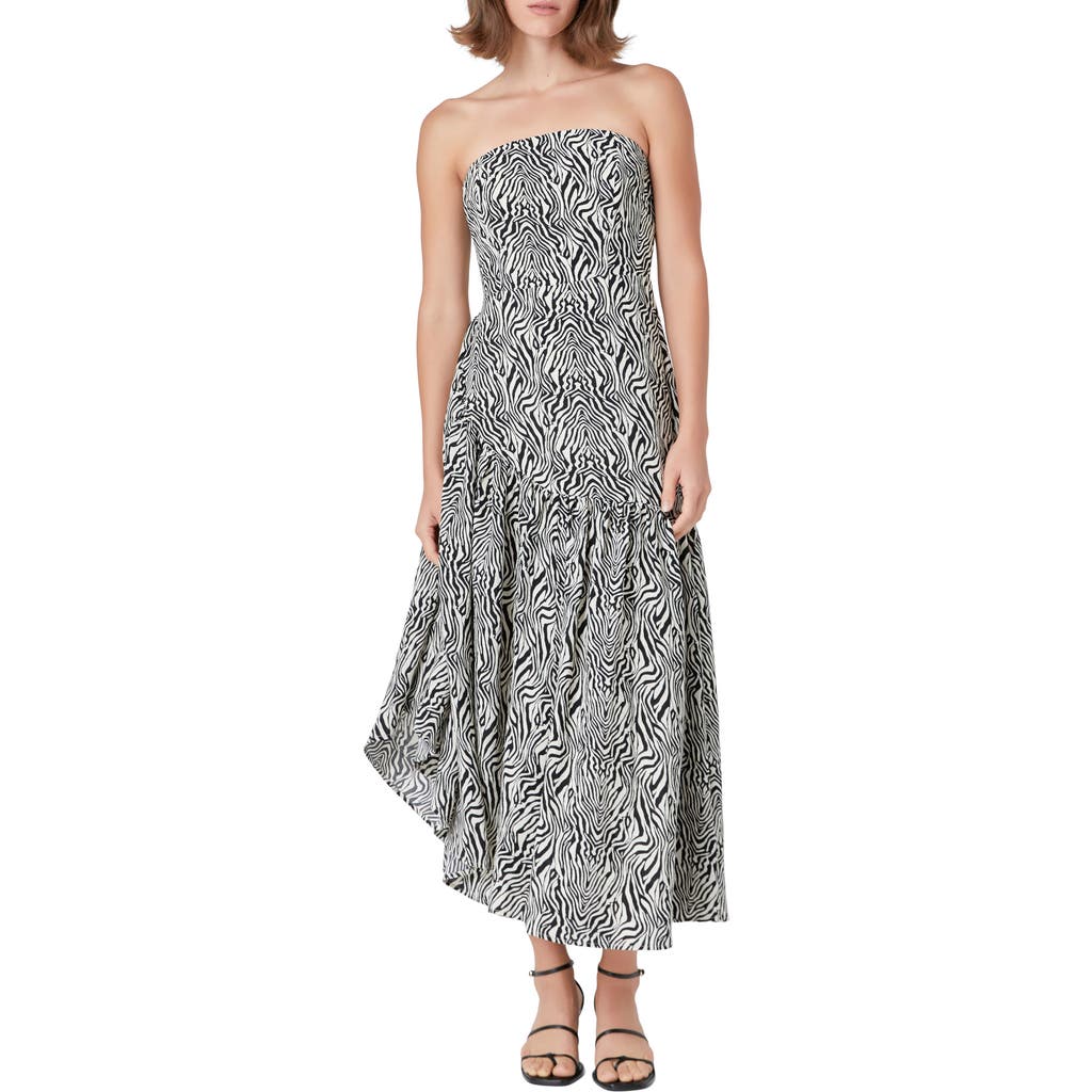 ENDLESS ROSE ENDLESS ROSE STRAPLESS ASYMMETRIC HEM COTTON MAXI DRESS