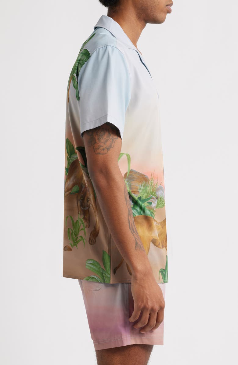 MAVRANS Florida Panther Weekend Short Sleeve Performance Button-Up Shirt, Alternate, color, Multi