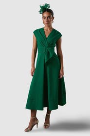 Coast Belted Crepe V-Neck Midi Dress