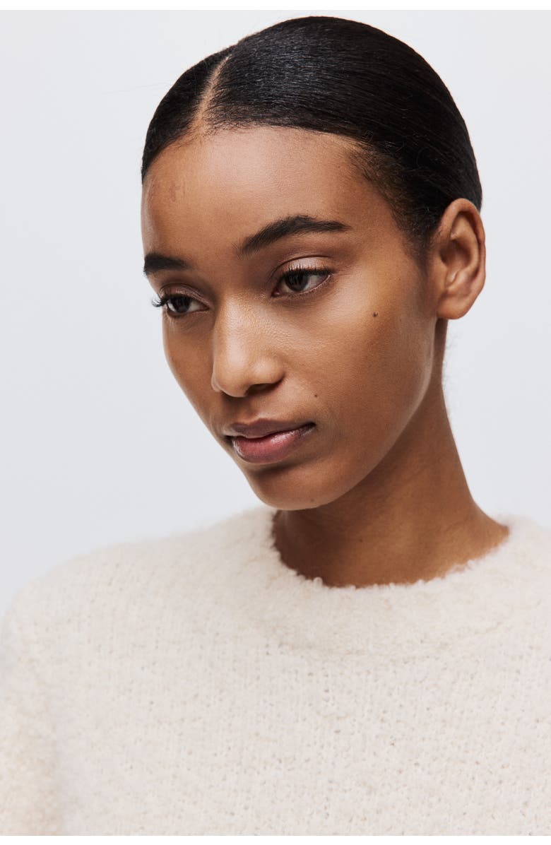 H&M Bouclé-knit T-shirt, Alternate, color, Cream