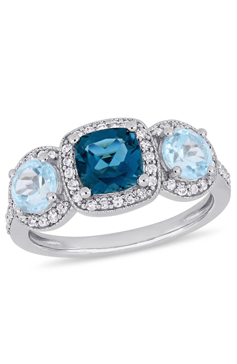 Julianna B. Blue Topaz & Diamond Halo Ring, Main, color, Topaz