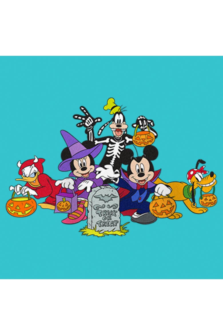 Girl's Mickey & Friends Halloween Group Shot  Graphic T-Shirt, Alternate, color, Tahiti Blue