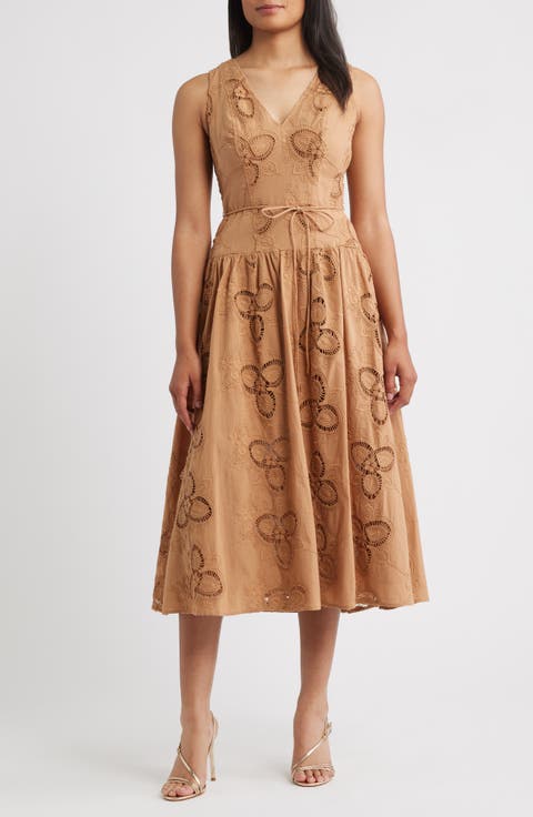 Embroidered Sleeveless Midi Dress