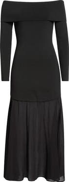 ASTR the Label Lidia Mixed Media Off the Shoulder Long Sleeve Dress