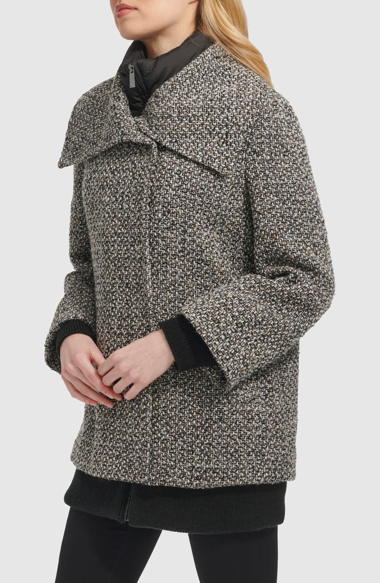 Kenneth Cole New York Wool Blend Tweed Coat with Quilted Insulated Liner, Alternate, color, 