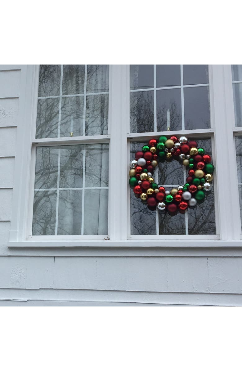 Northlight Traditional 2-Finish Shatterproof Ball Christmas Wreath - 24" - Multicolor - Unlit, Alternate, color,