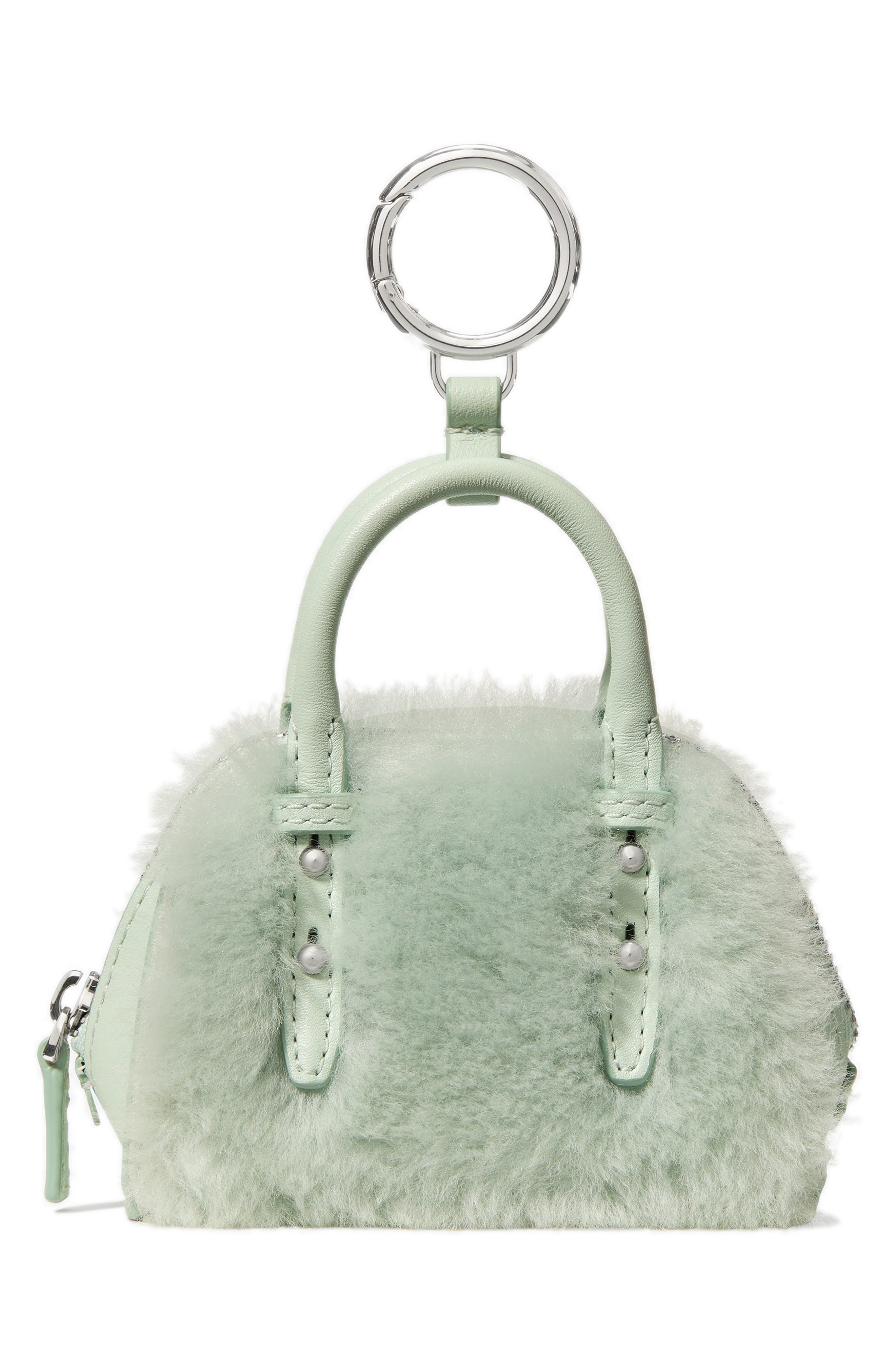 Kate Spade New York charmed genuine shearling purse bag charm, Main, color, 