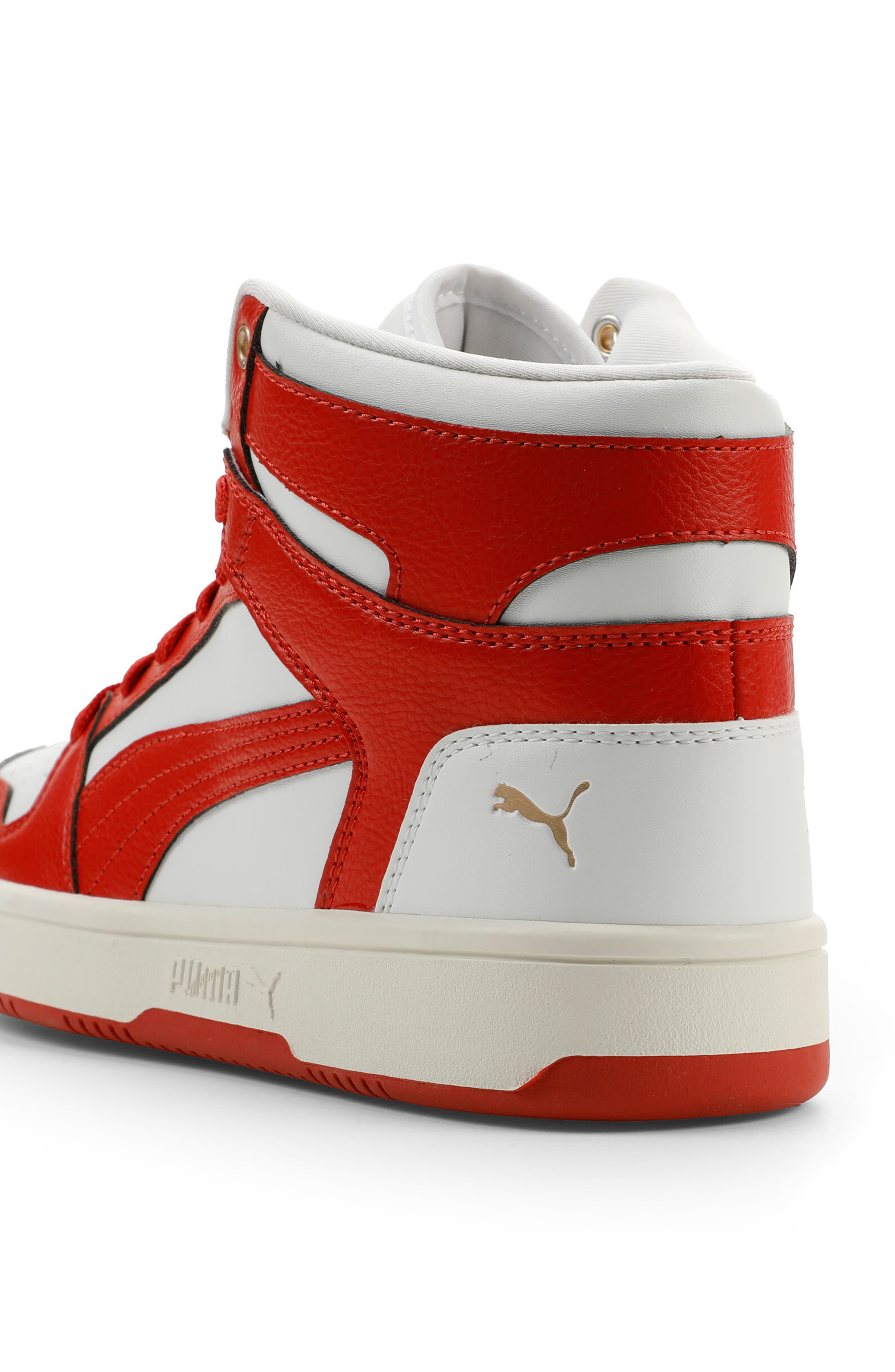 PUMA Rebound Layup High Top Sneaker, Alternate, color, Puma White/ Apple/ Gold