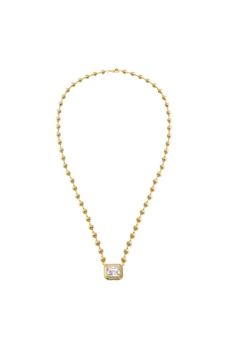 BY ADINA EDEN Beaded Square CZ Pendant Necklace, Main, color, Gold